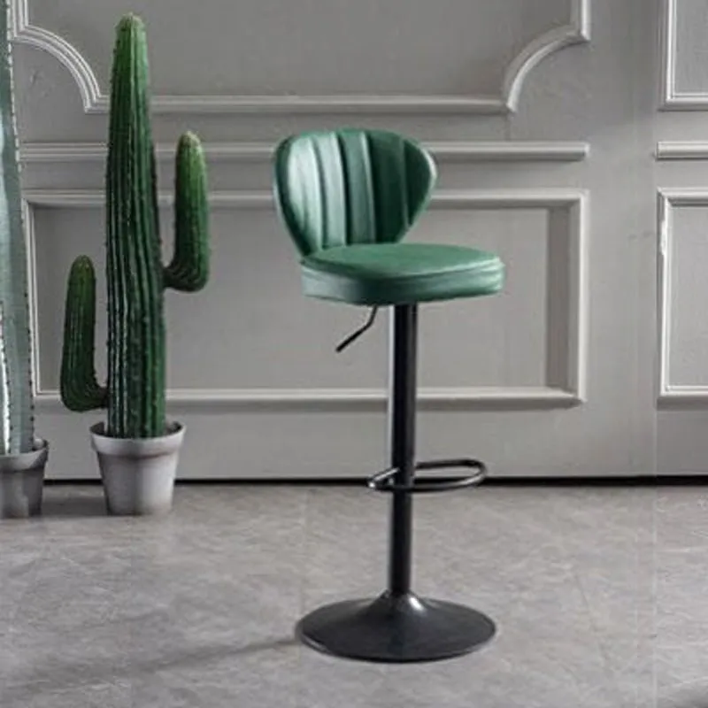 2 Pcs Bar Stools Kitchen Bar Stool Leather Barstools Swivel Gas Lift Counter Chairs BS8405 Green