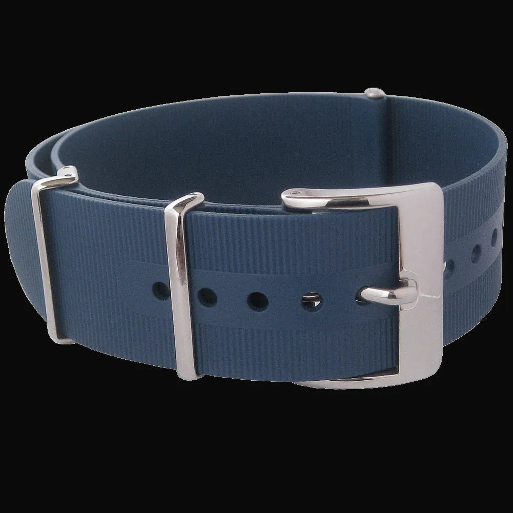 20mm Navy Blue Silicone/Rubber NATO Military Watch Strap