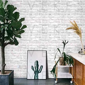 393”×18” Gray White3D Brick Contact Paper Self Adhesive Stick and Peel Paper Stick Paper Brick Wallpaper Roll Peel Stick Textured White Gray Brick Wallpaper Brick Removable Wallpaper Vinyl Film