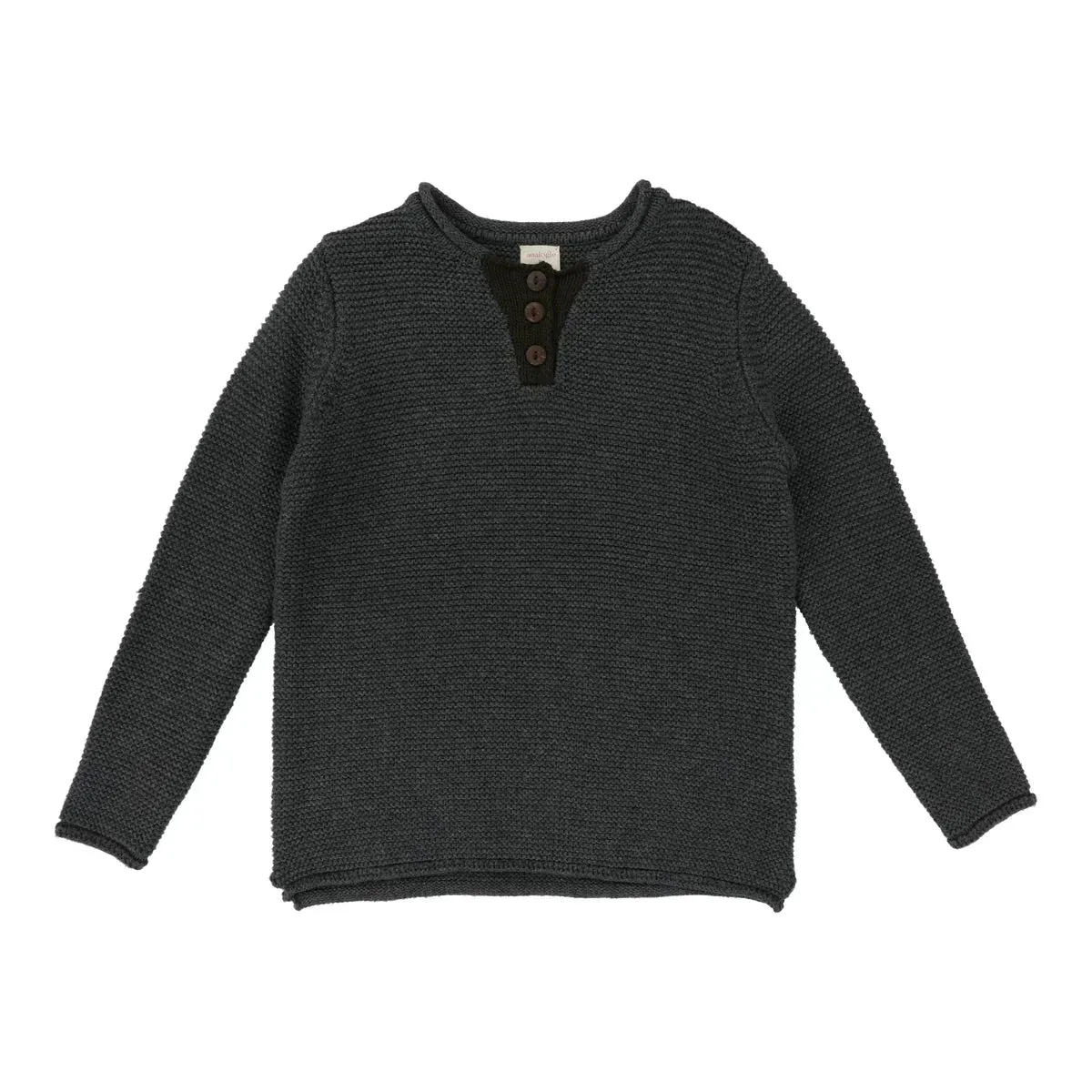 Analogie Grey/Olive Contrast Placket Sweater