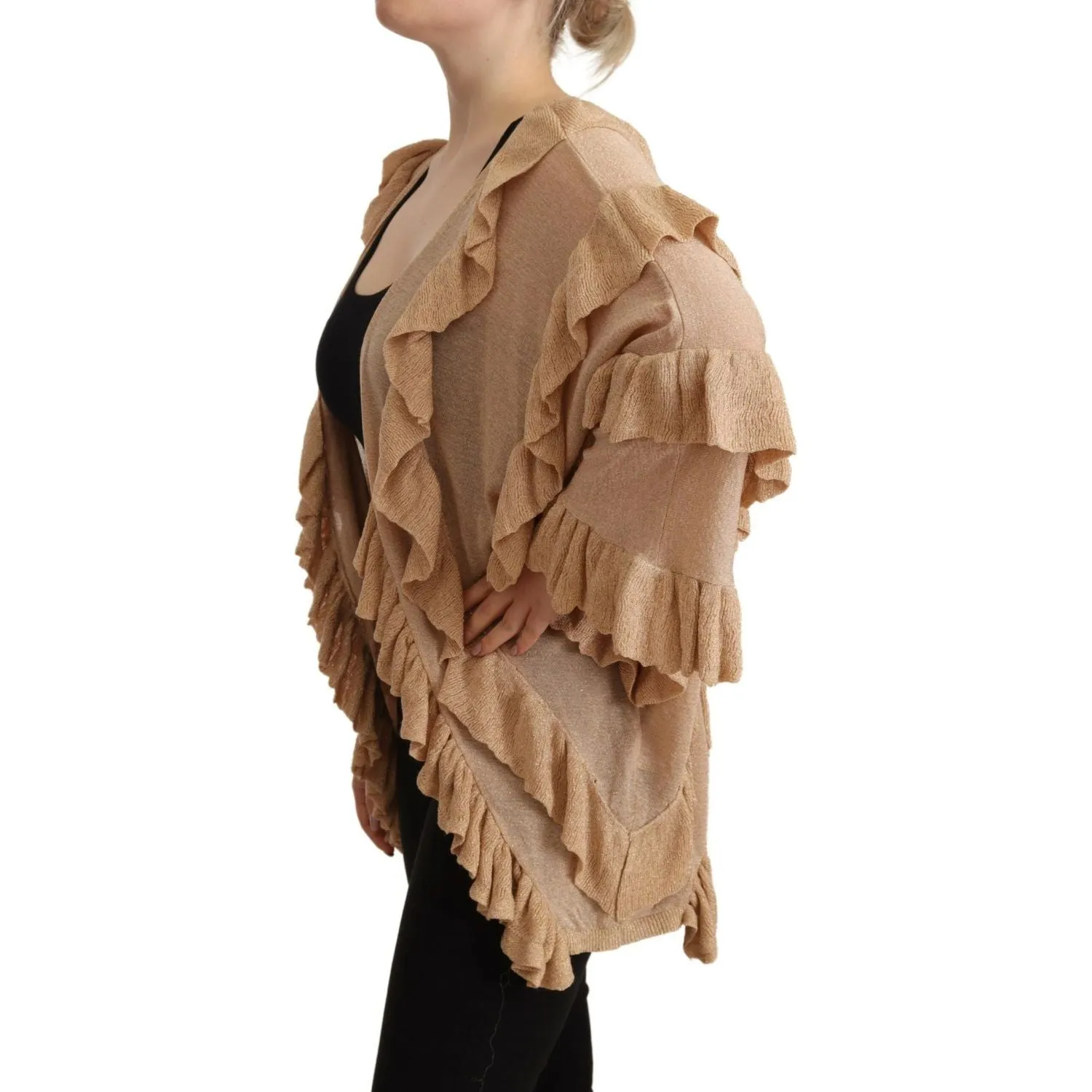 Aniye By Chic Beige Long Sleeve Open Front Cardigan