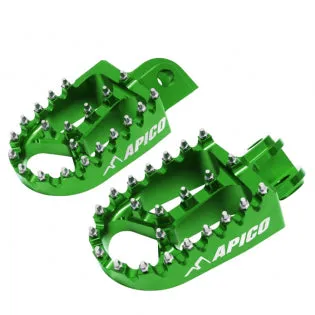 Apico Xtreme Anodised Wide Foot Pegs - Kawasaki Green