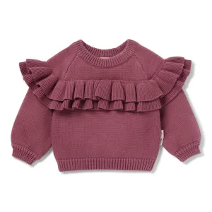 Aster and Oak Berry Ruffle Knit Jumper