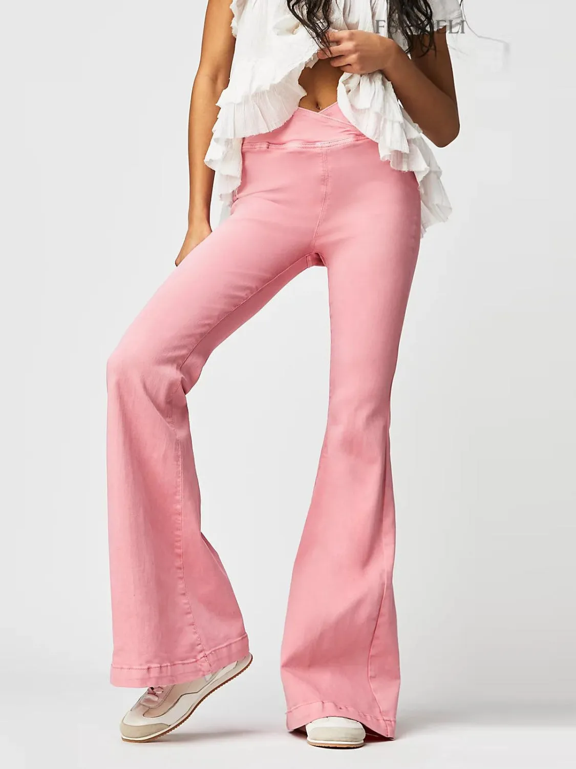 Asymmetric Waist Flare Jeans