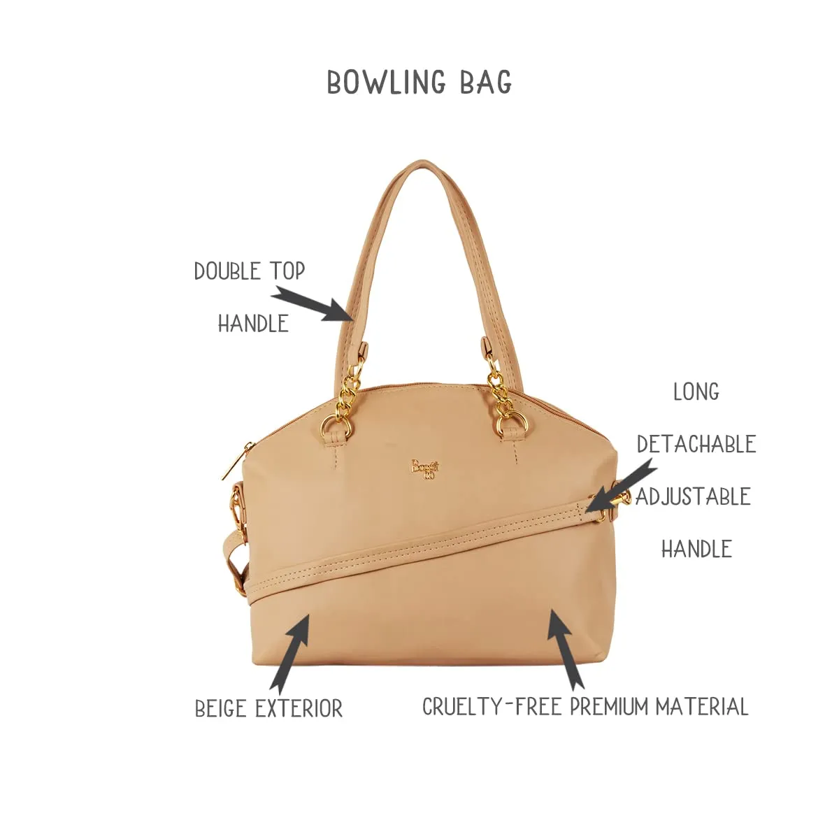 Baggit Women's Bowling Handbag - Medium (Beige)