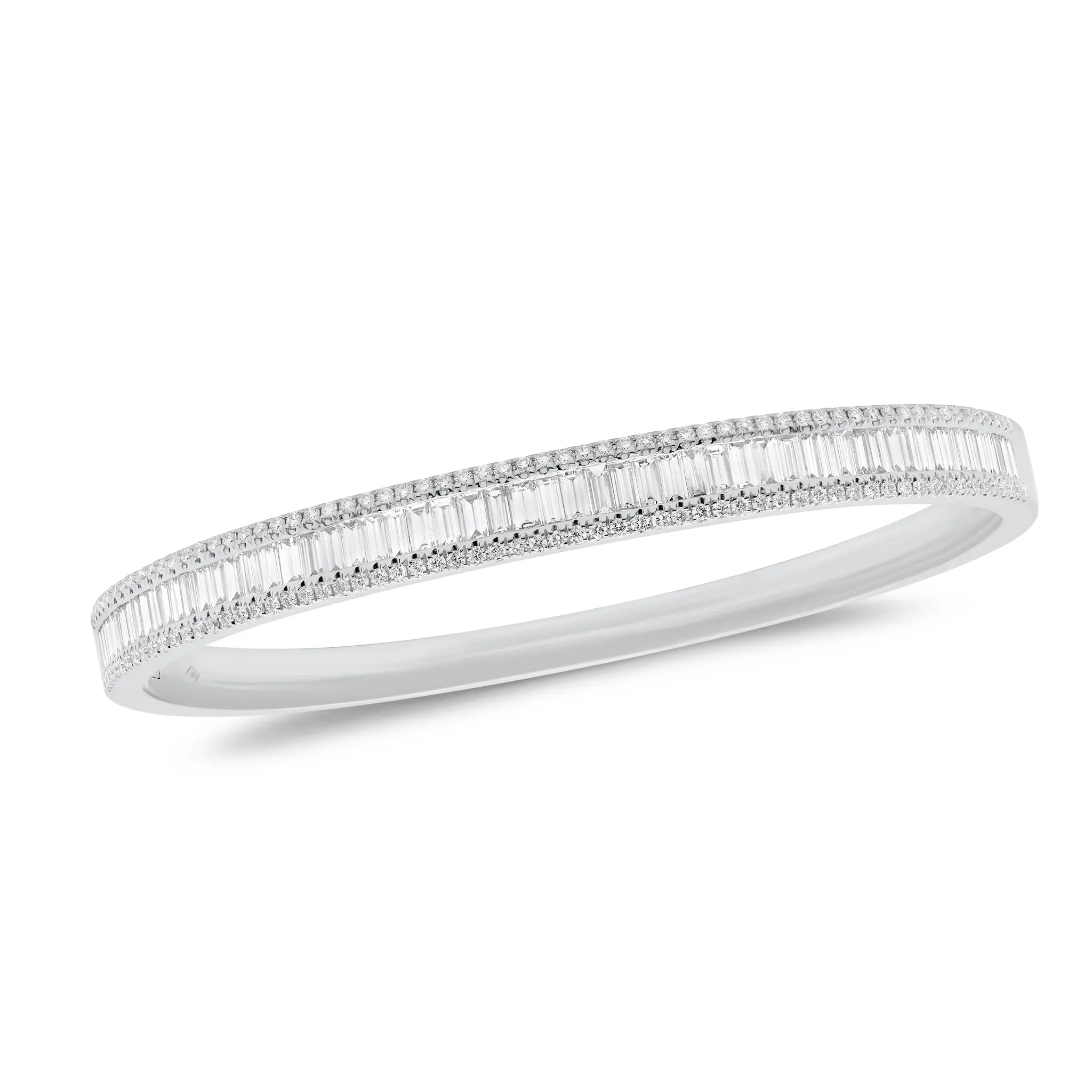 Baguette & Round Diamond Bangle Bracelet