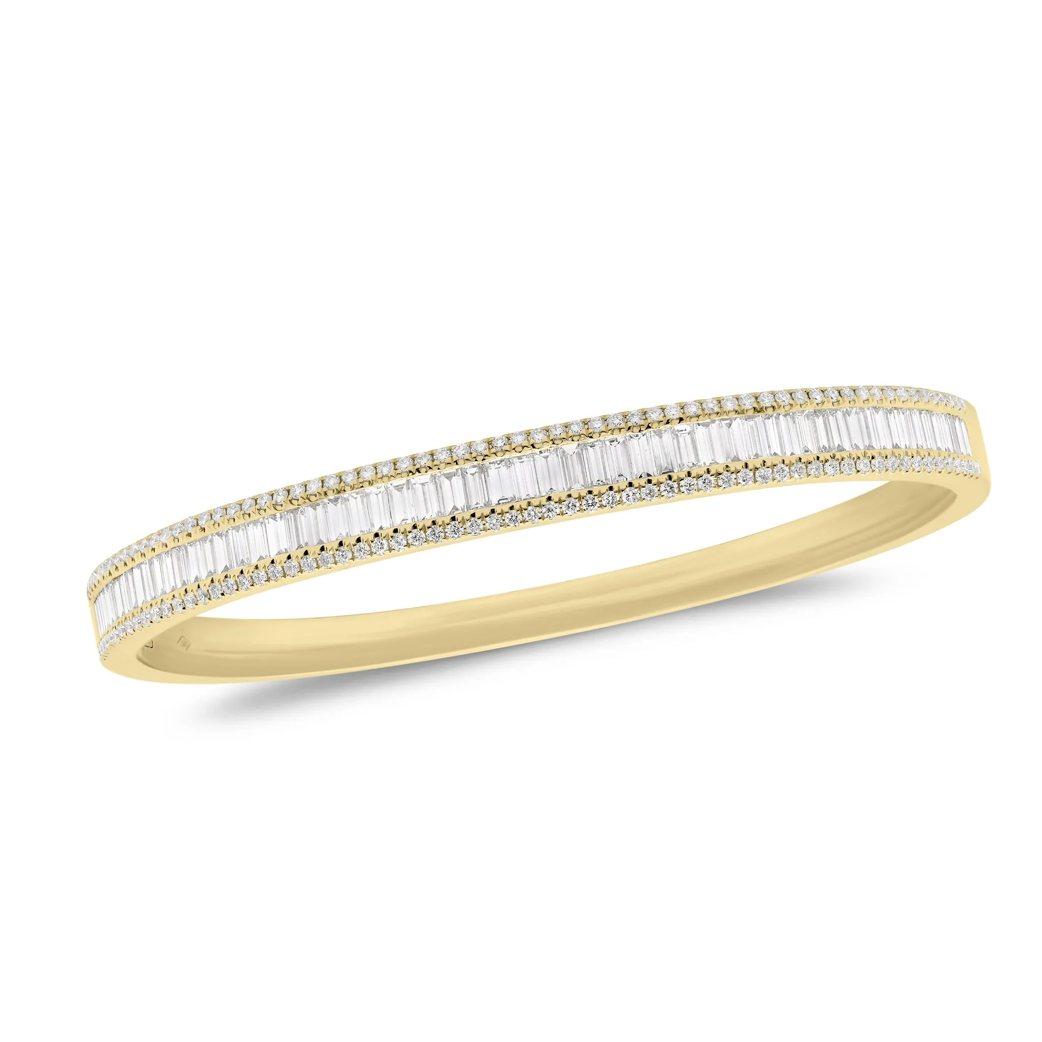 Baguette & Round Diamond Bangle Bracelet