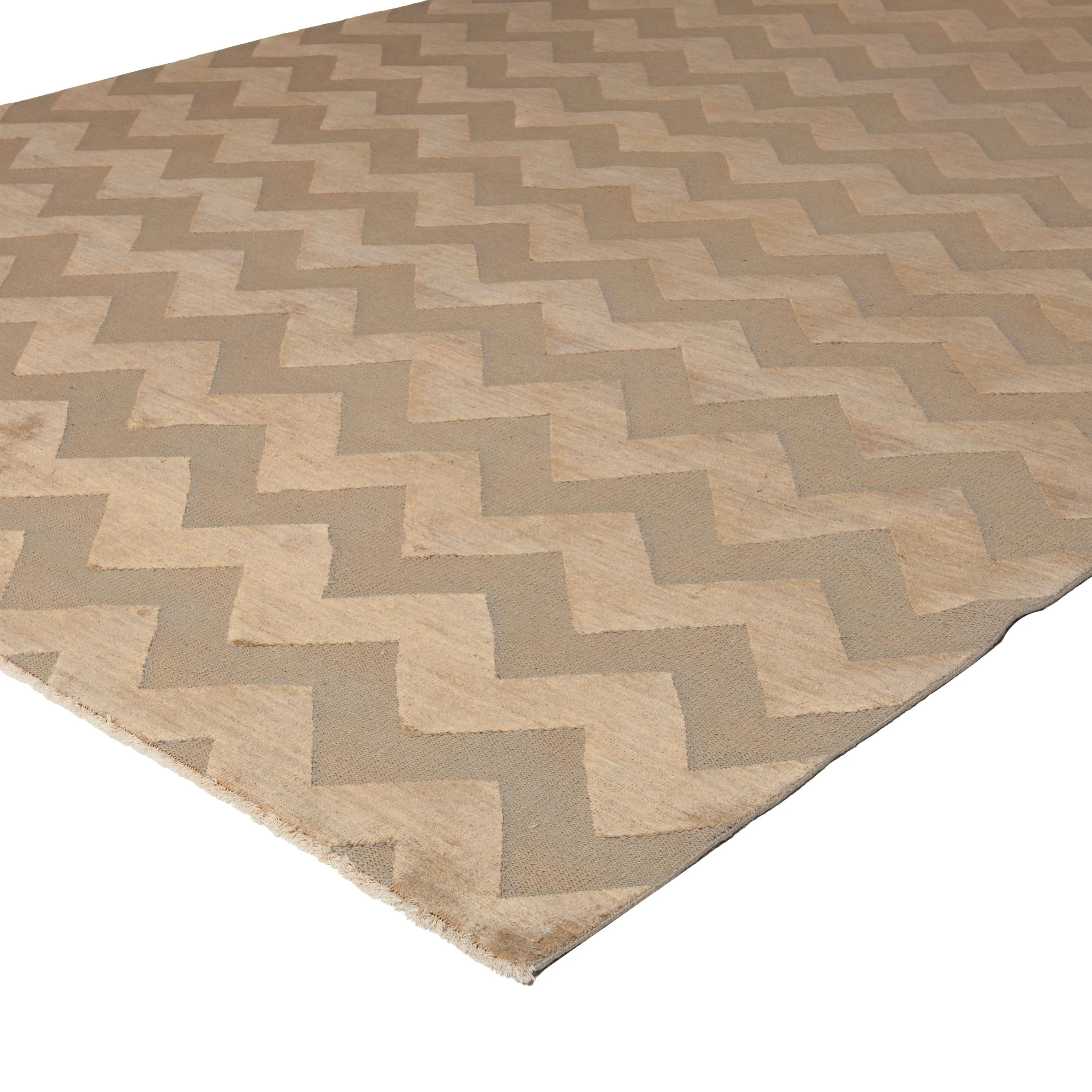 Beige Modern Wool Rug - 10' x 14'3"