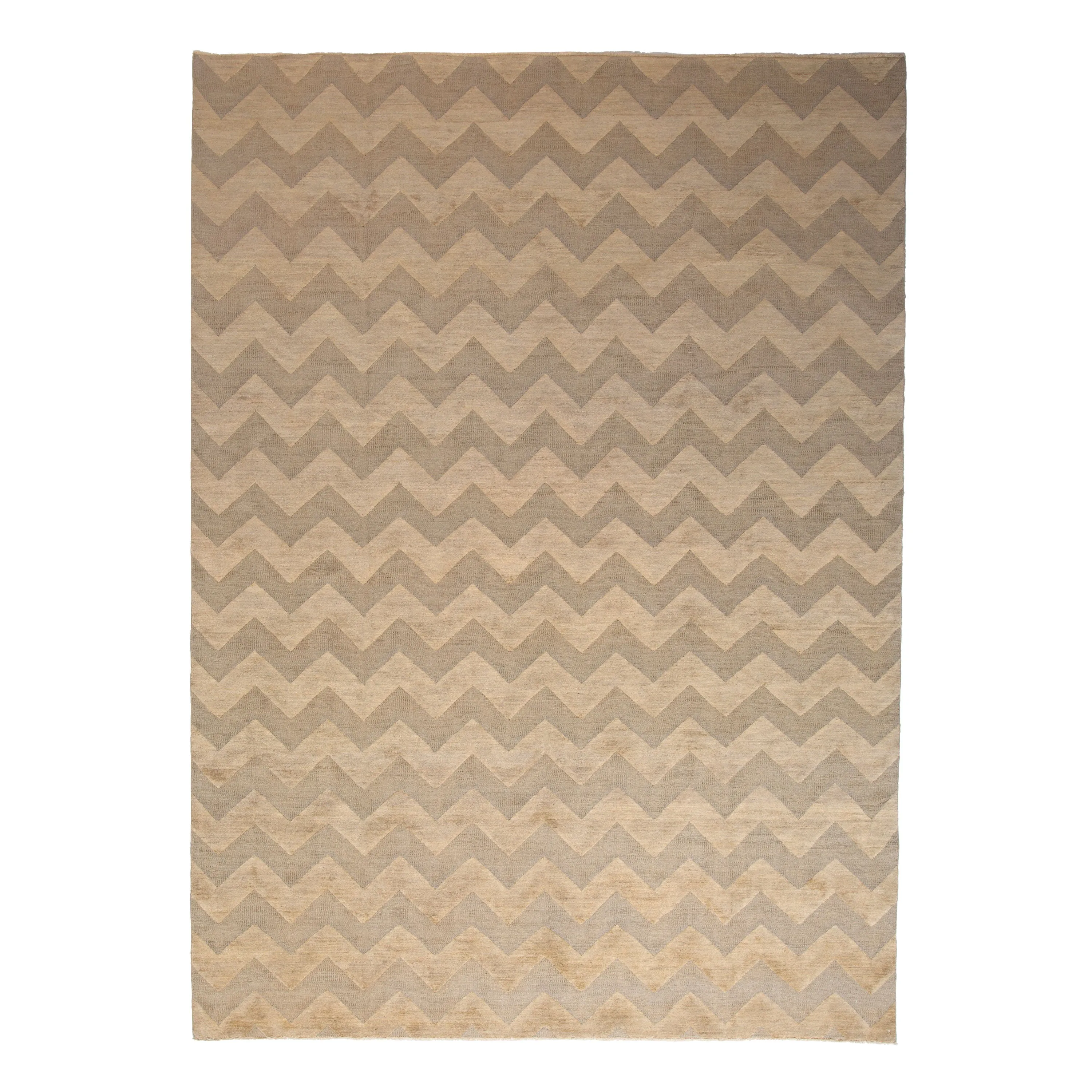 Beige Modern Wool Rug - 10' x 14'3"