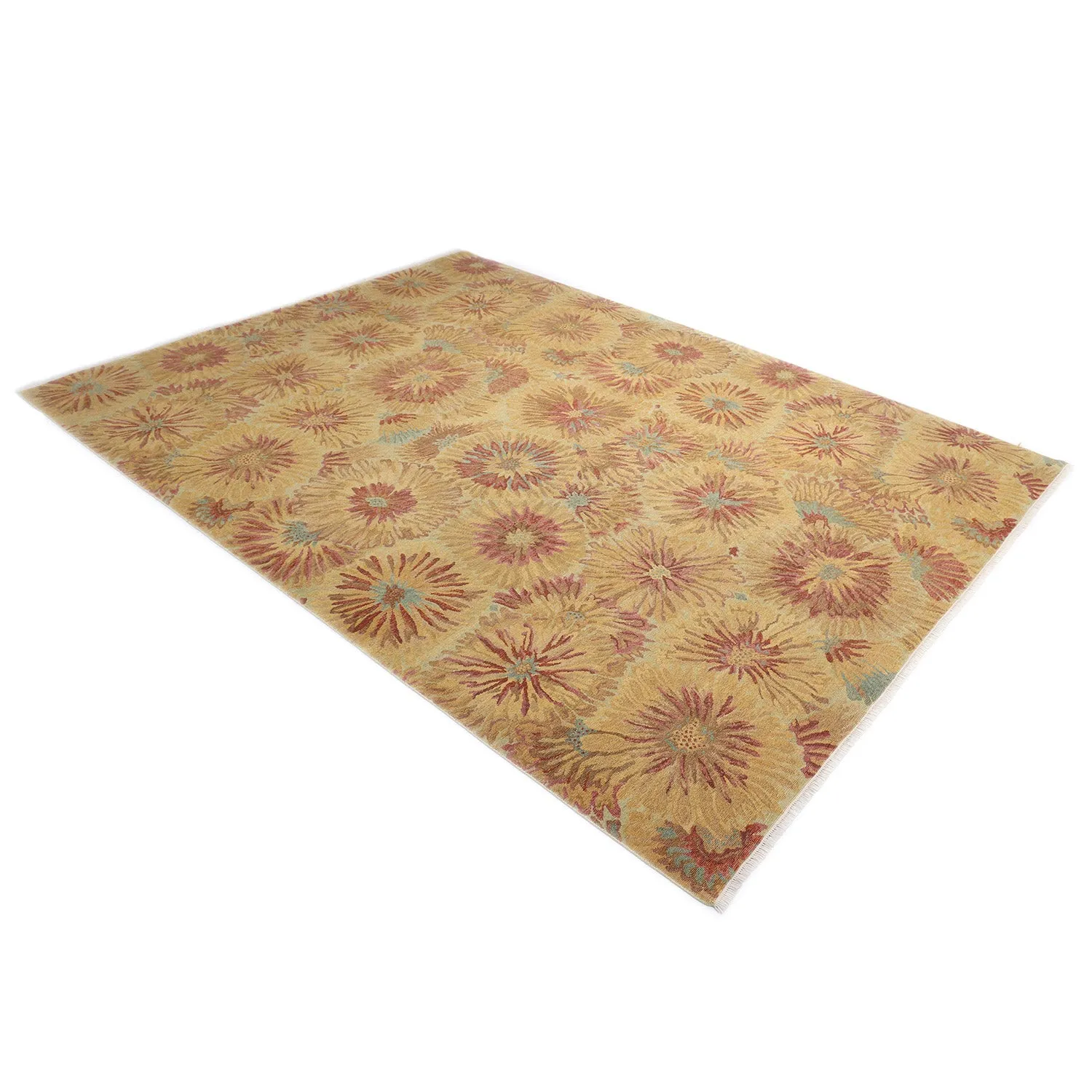 Beige Transitional Wool Cotton Blend Rug - 9'1" x 11'8"