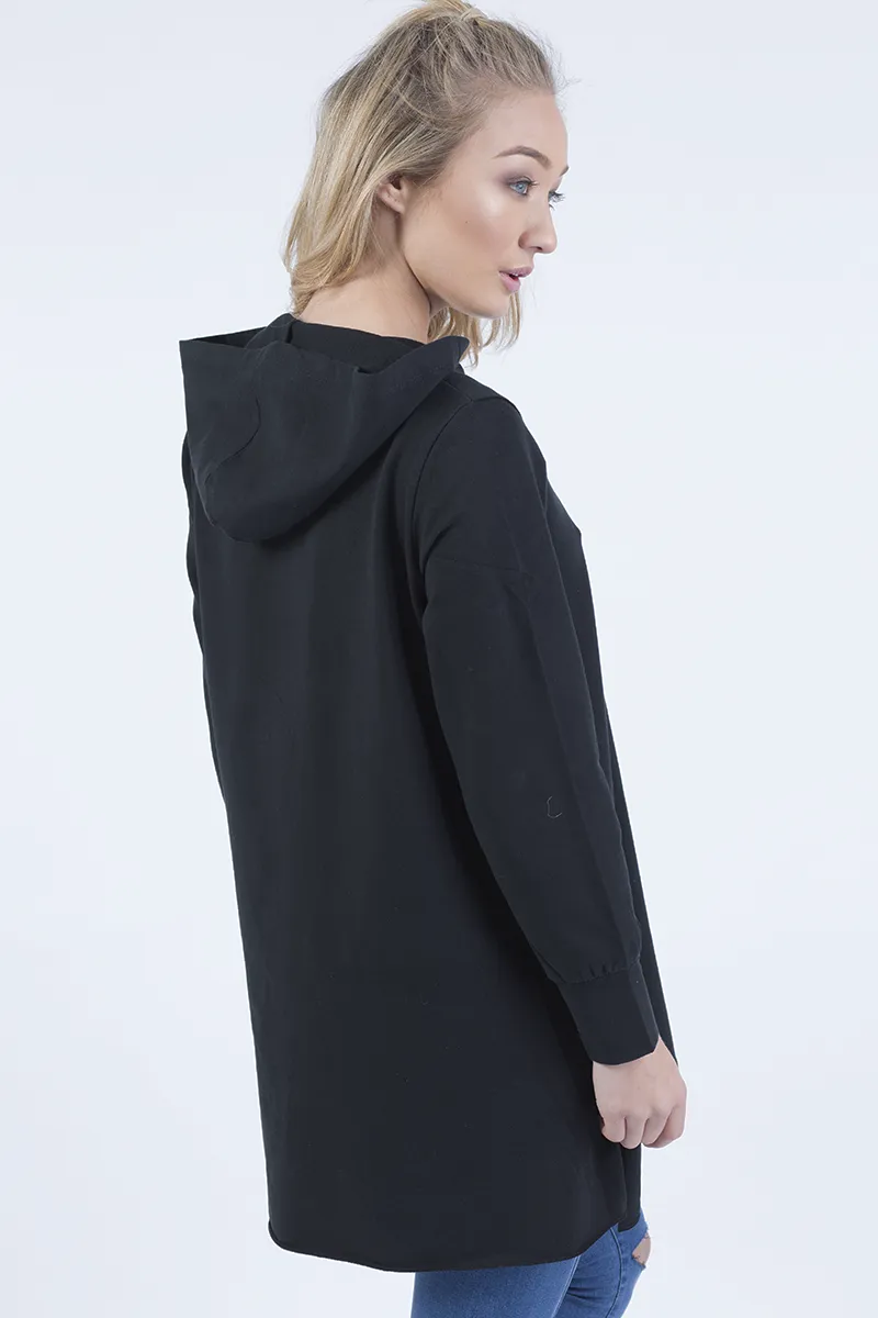 Black Wrap Around Oversized Hoodie - Yasmin