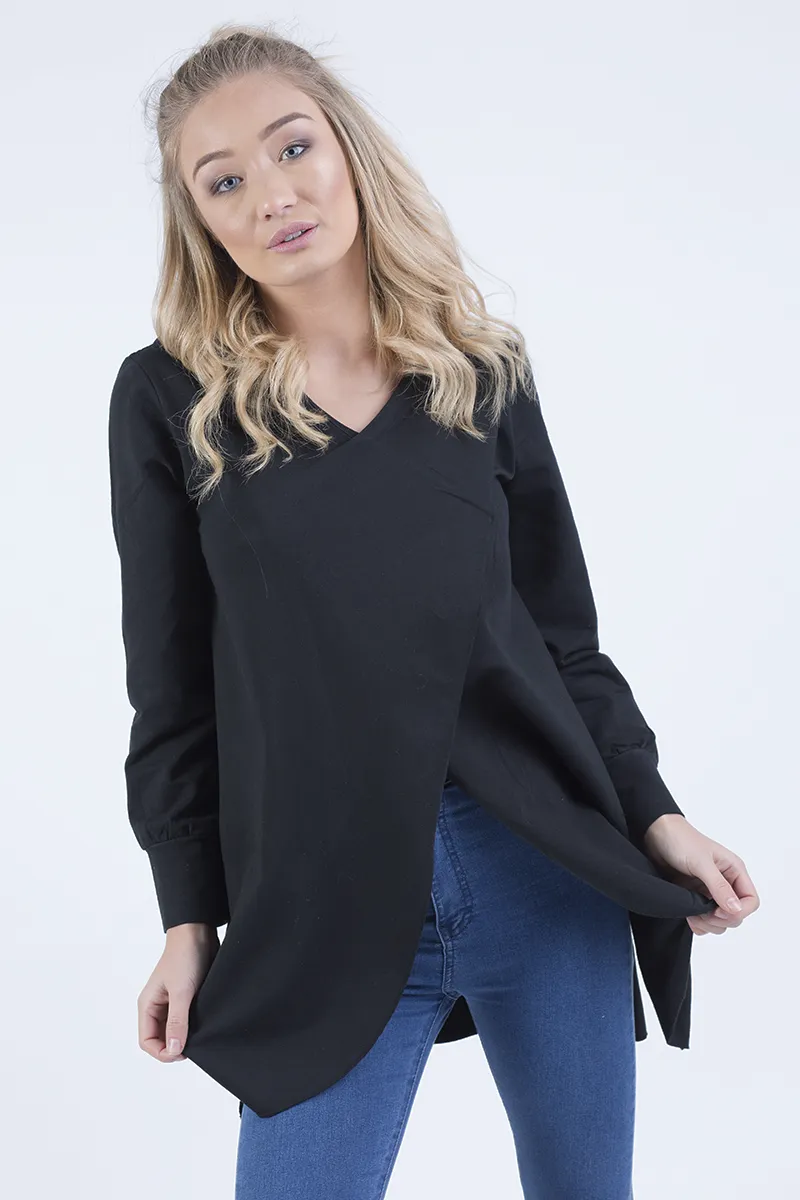 Black Wrap Around Oversized Hoodie - Yasmin