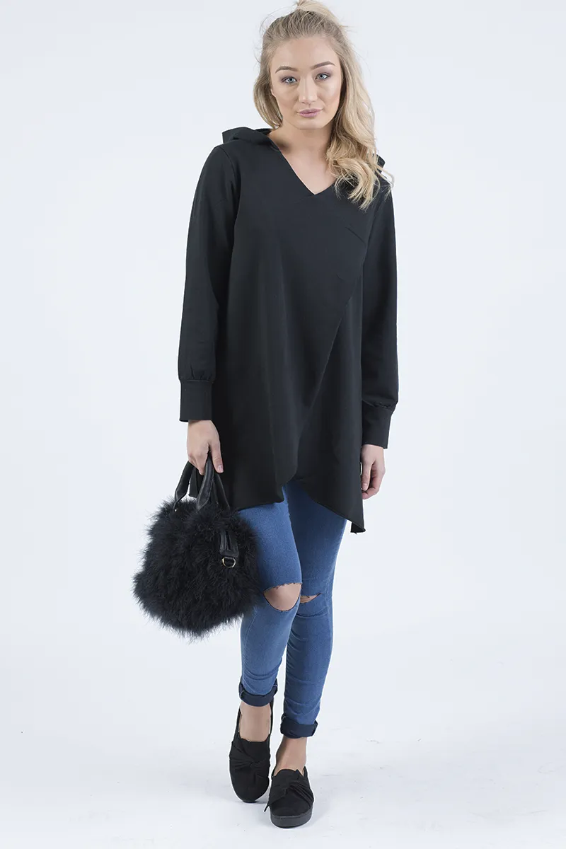 Black Wrap Around Oversized Hoodie - Yasmin