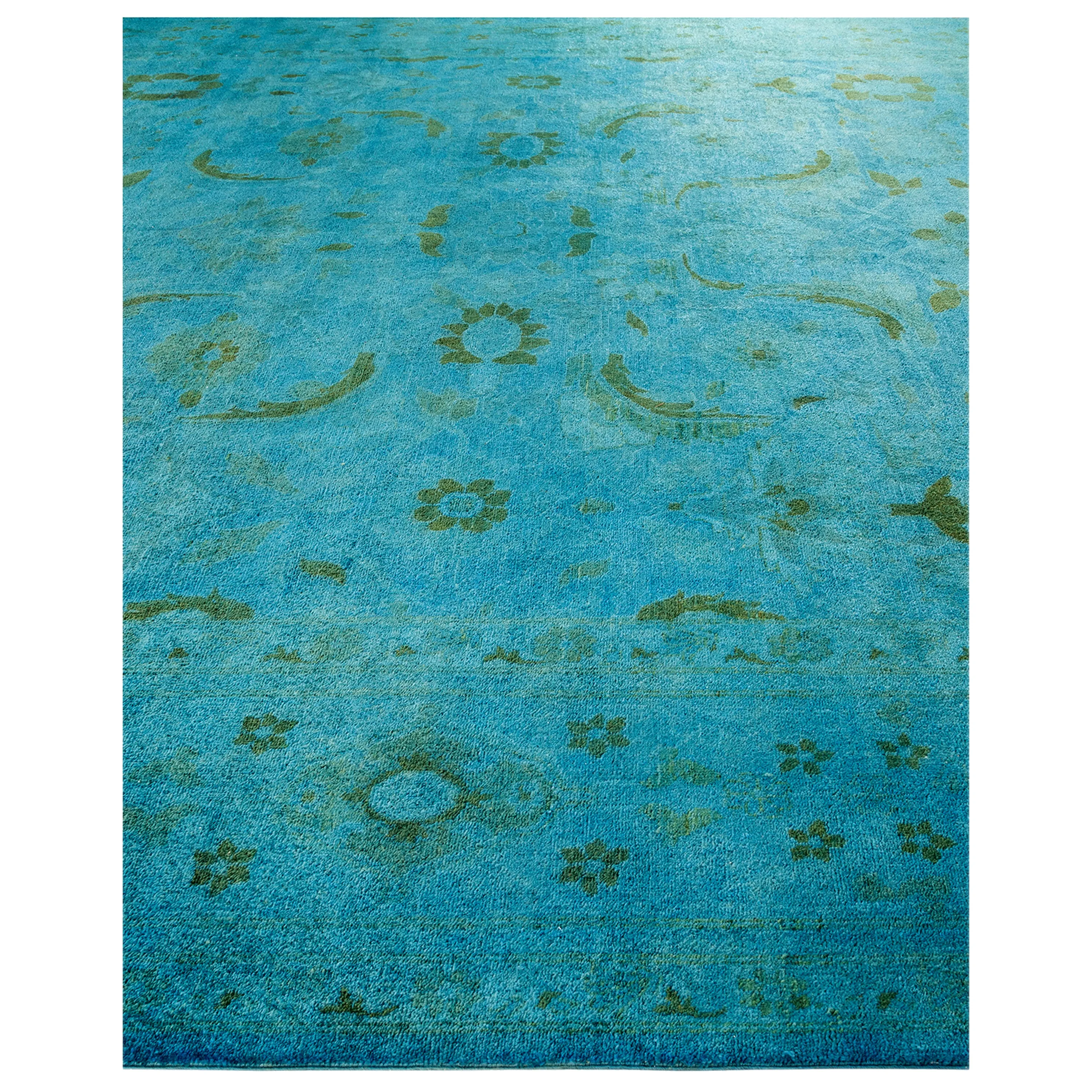 Blue Overdyed Wool Rug - 10' 2" x 14' 2"