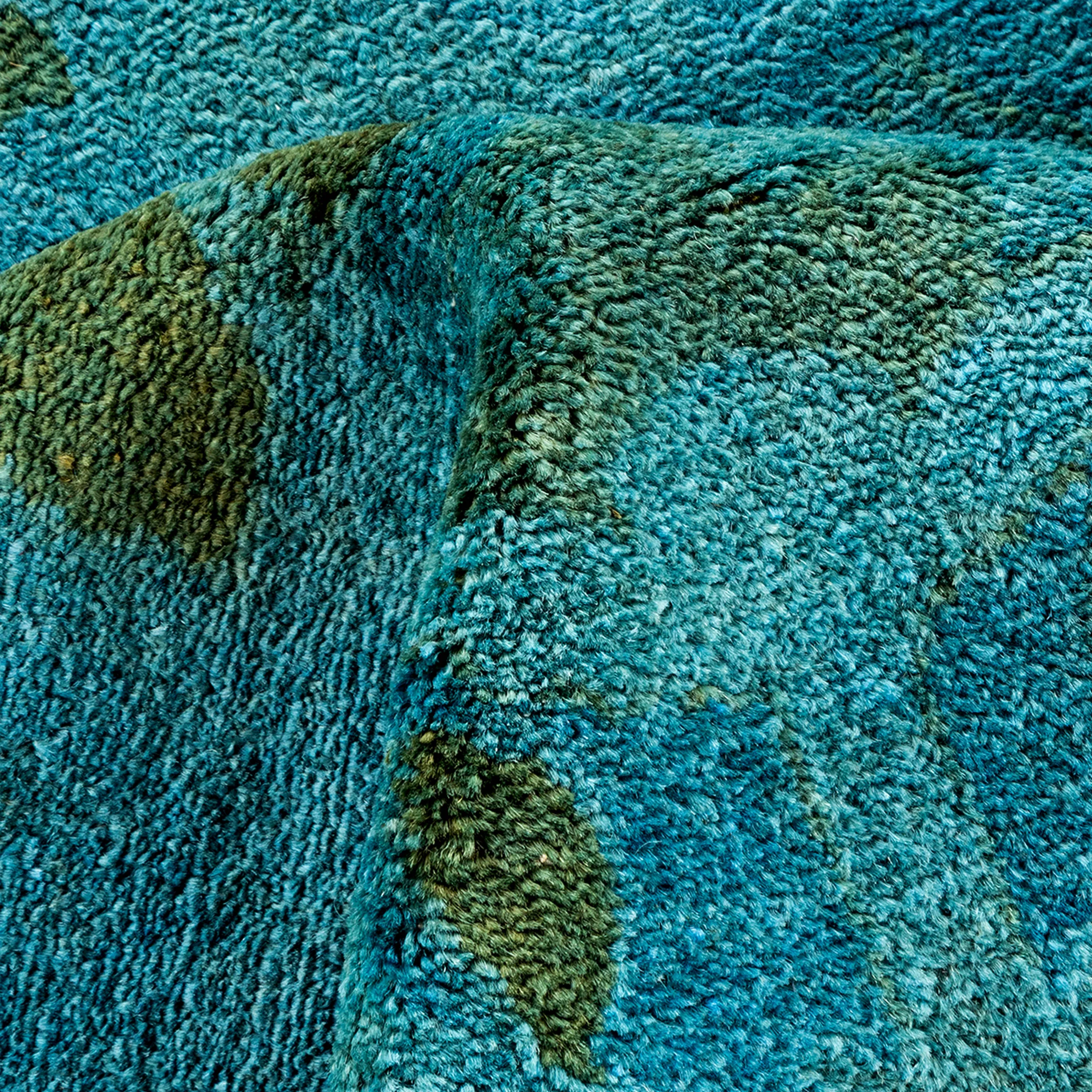 Blue Overdyed Wool Rug - 10' 2" x 14' 2"