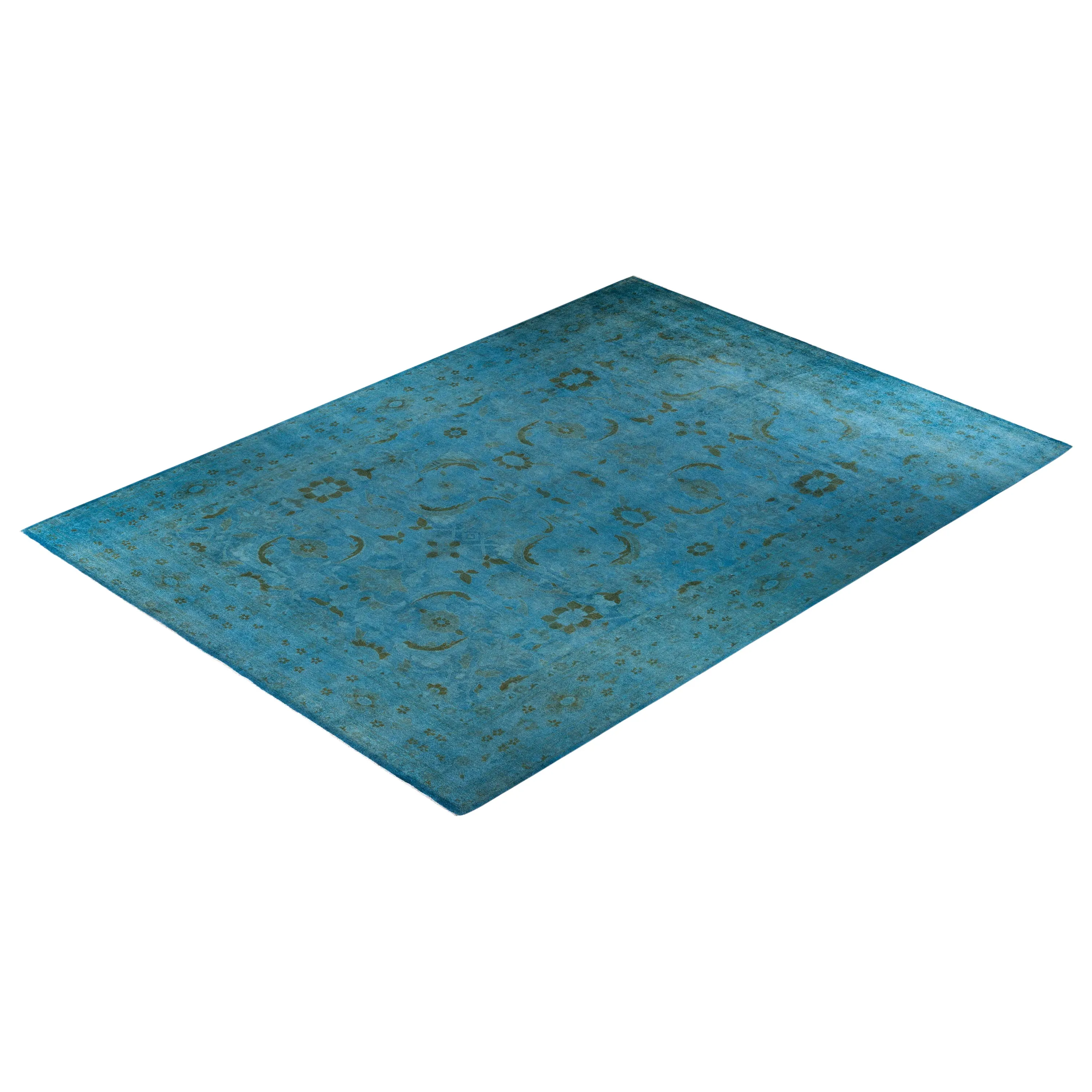 Blue Overdyed Wool Rug - 10' 2" x 14' 2"