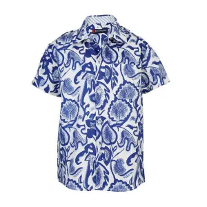 BOYS BLUE FLORAL SHORT SLEEVE SHIRT