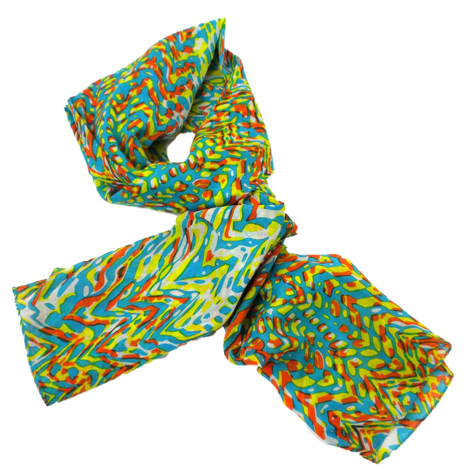 Bright Abstract Cotton Scarf Asha Handicrafts