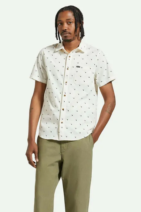 Brixton Charter Print S/S Woven Shirt - OFF WHITE/TIPPING SQUARE