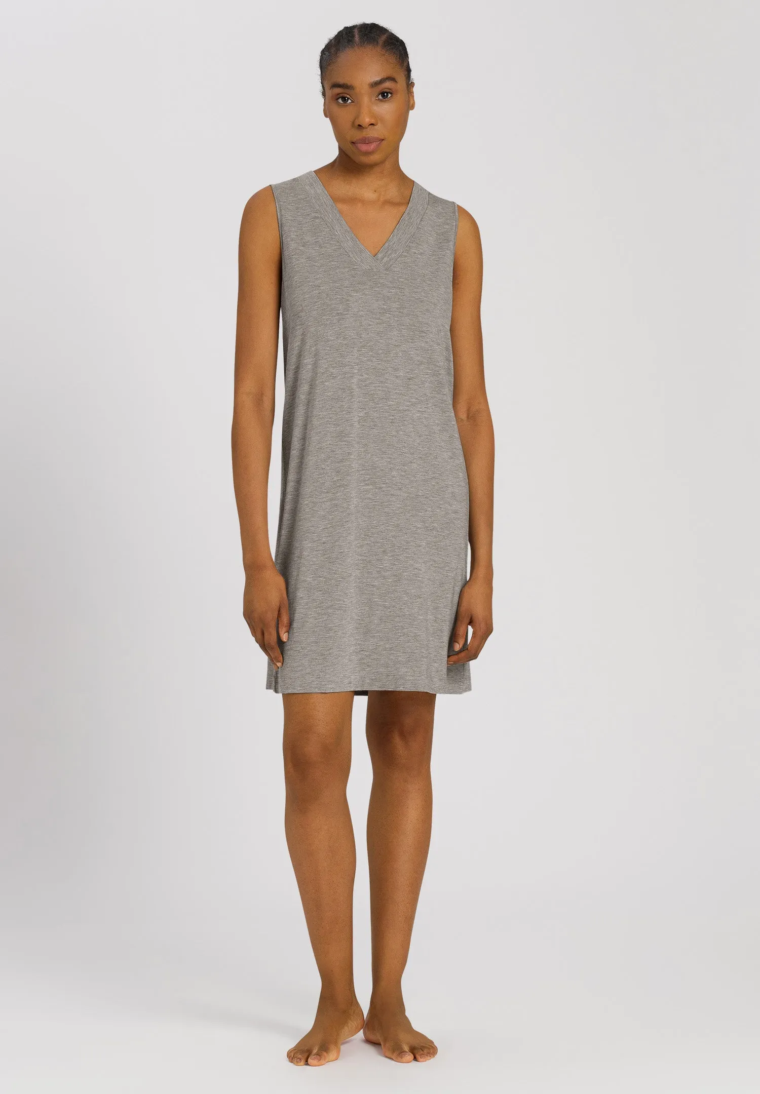 Champagne V-Neck Tank Nightgown | Grey Melange 76473-958