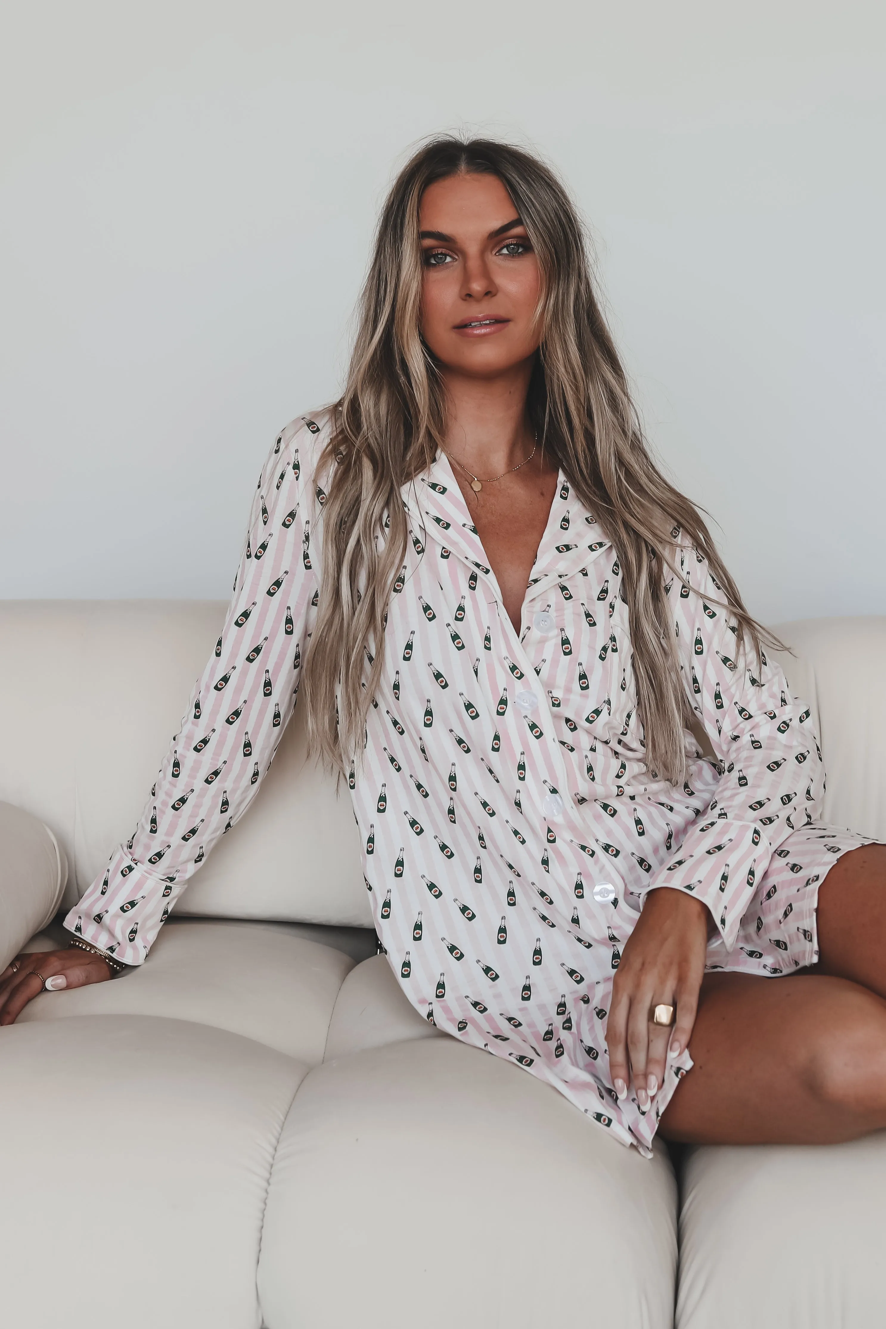 Cheers To A Girls Night Long Button Down Nightshirts