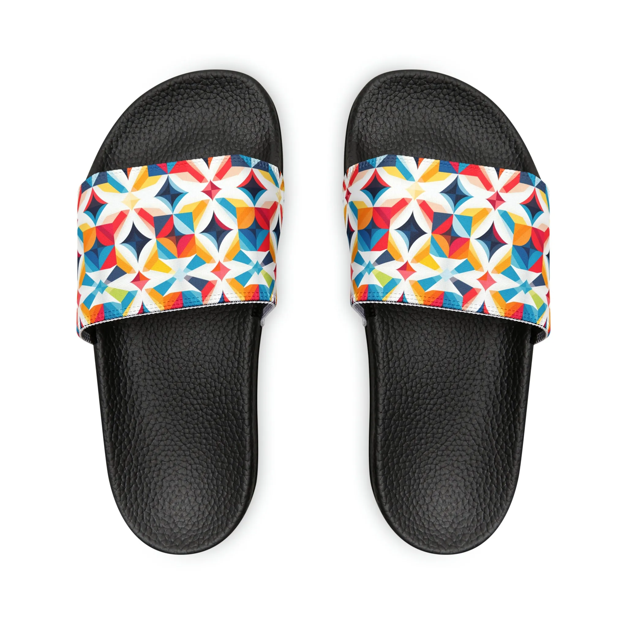 Colorful Kaleidoscope Men's PU Slide Sandals