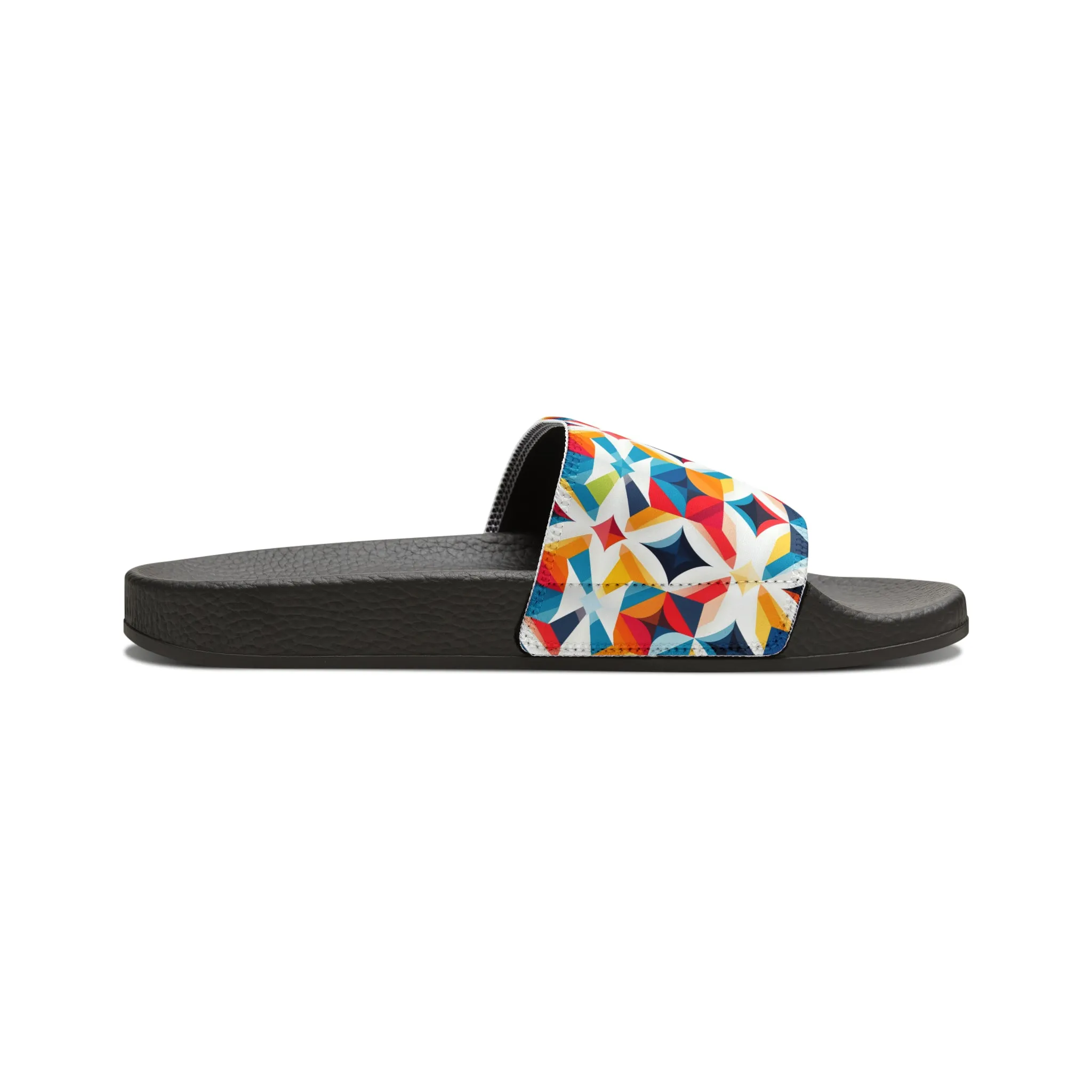 Colorful Kaleidoscope Men's PU Slide Sandals