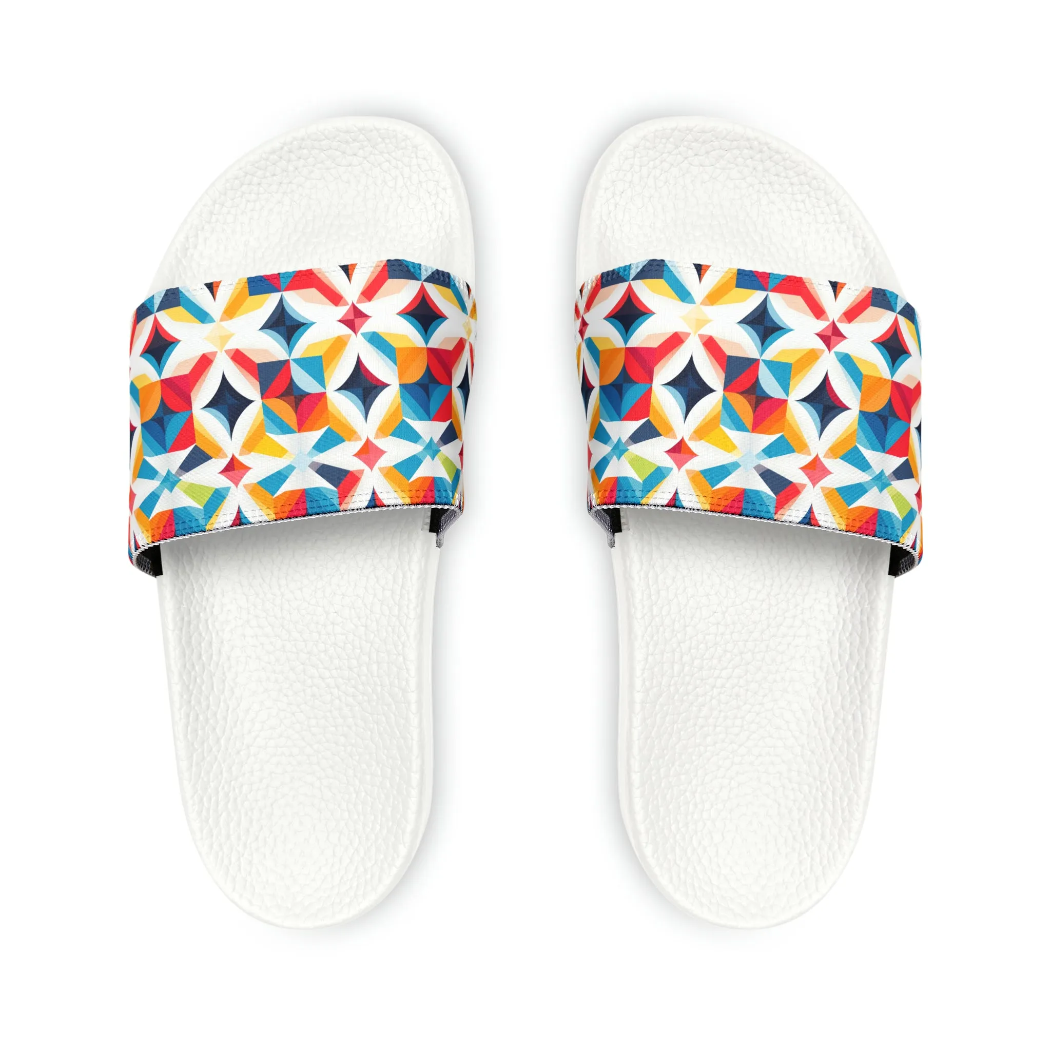 Colorful Kaleidoscope Men's PU Slide Sandals