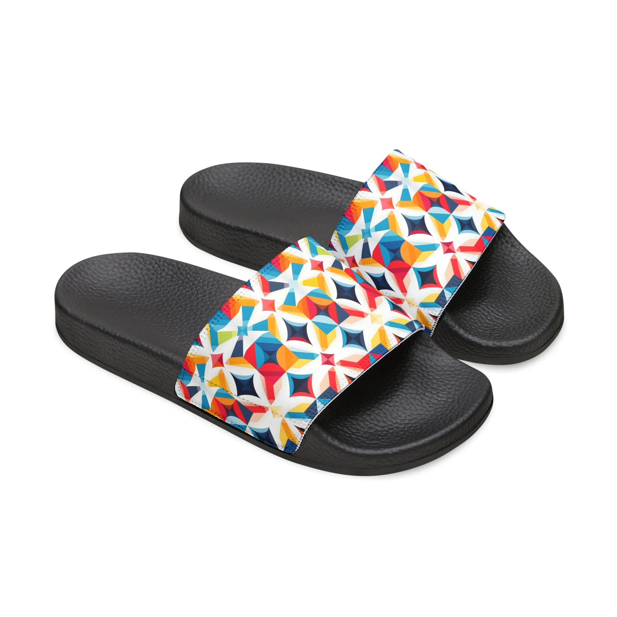 Colorful Kaleidoscope Men's PU Slide Sandals