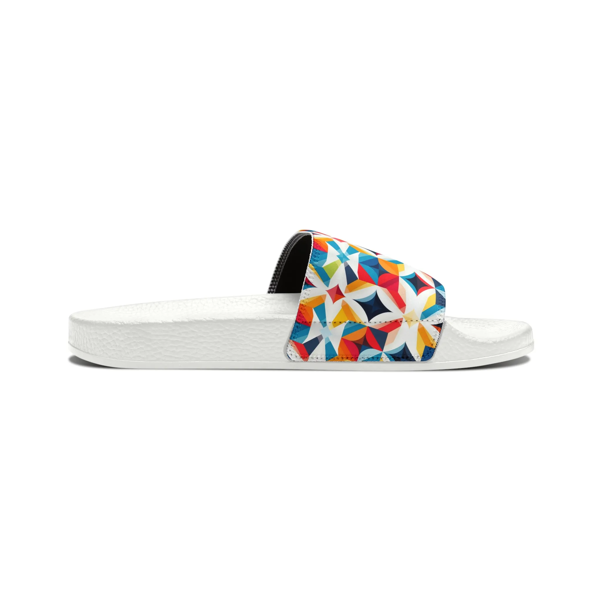 Colorful Kaleidoscope Men's PU Slide Sandals