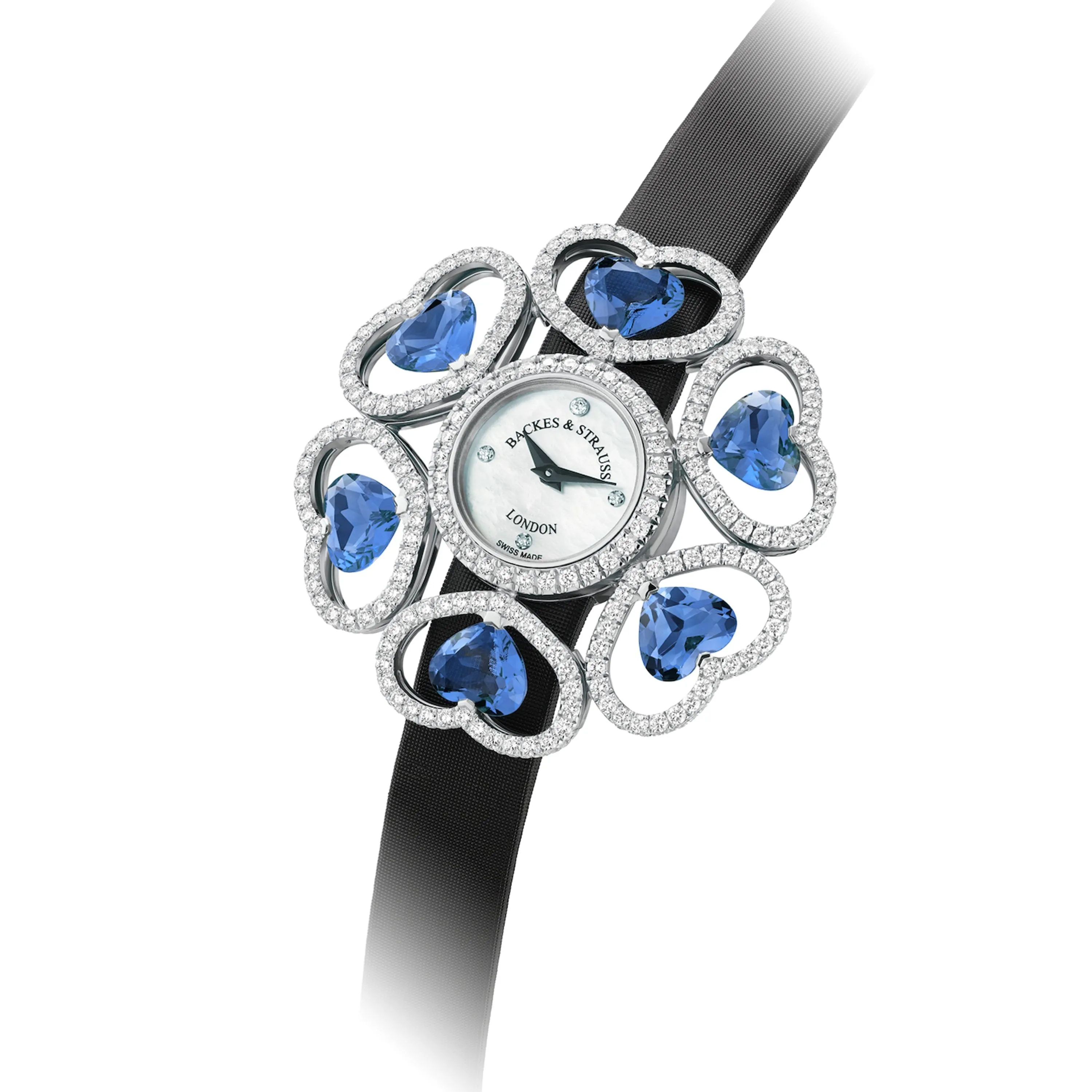 Countess Victoria London Blue Luxury Diamond Watch for Women - 36 mm White Gold - Backes & Strauss