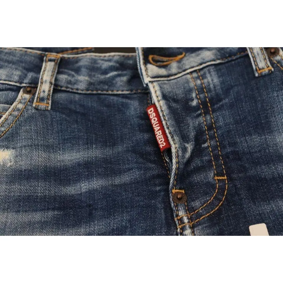 Dsquared² Blue Icon Low Waist Cropped Cool Girl Denim Jeans