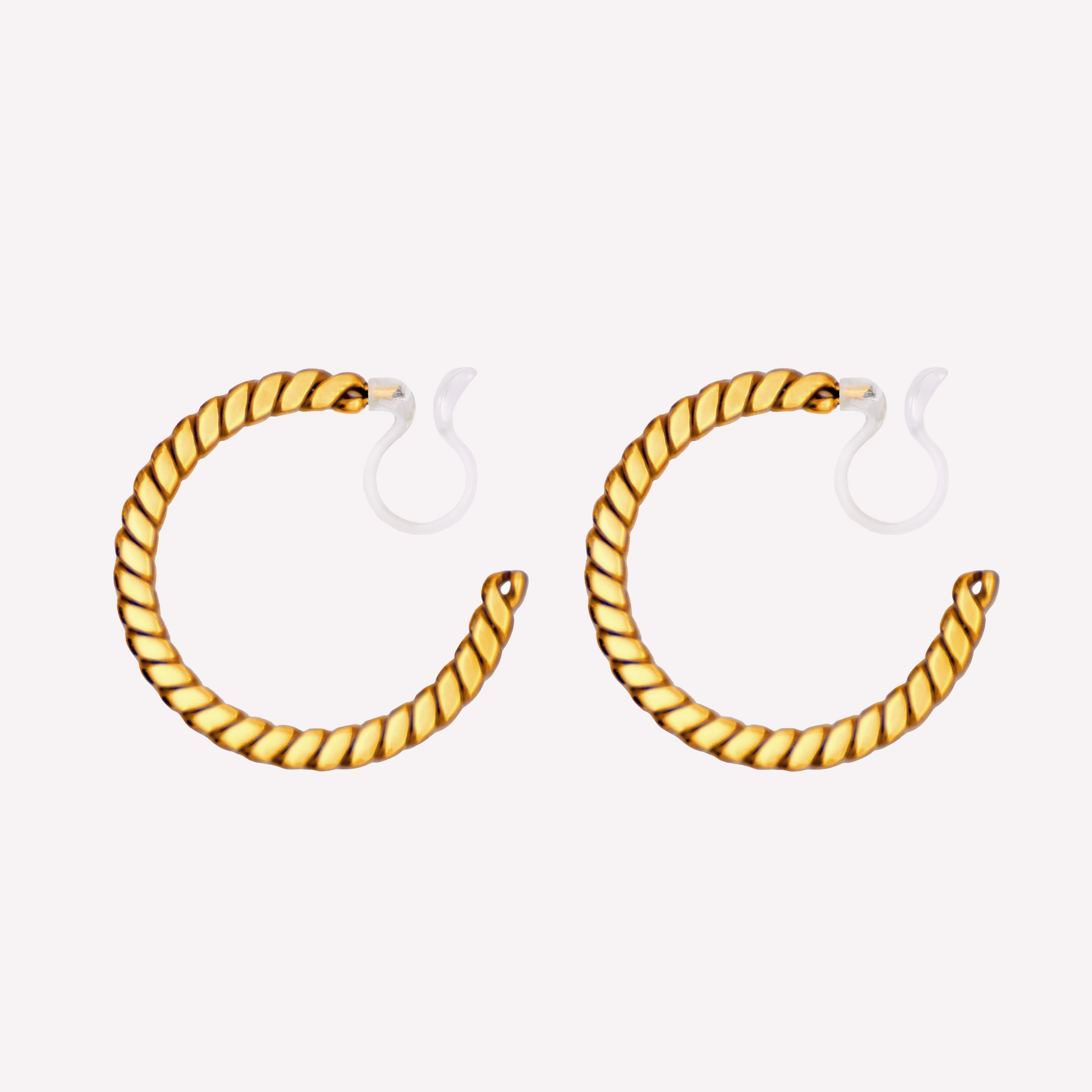 FLAT TWIST HOOP CLIP-ON EARRINGS IN GOLD