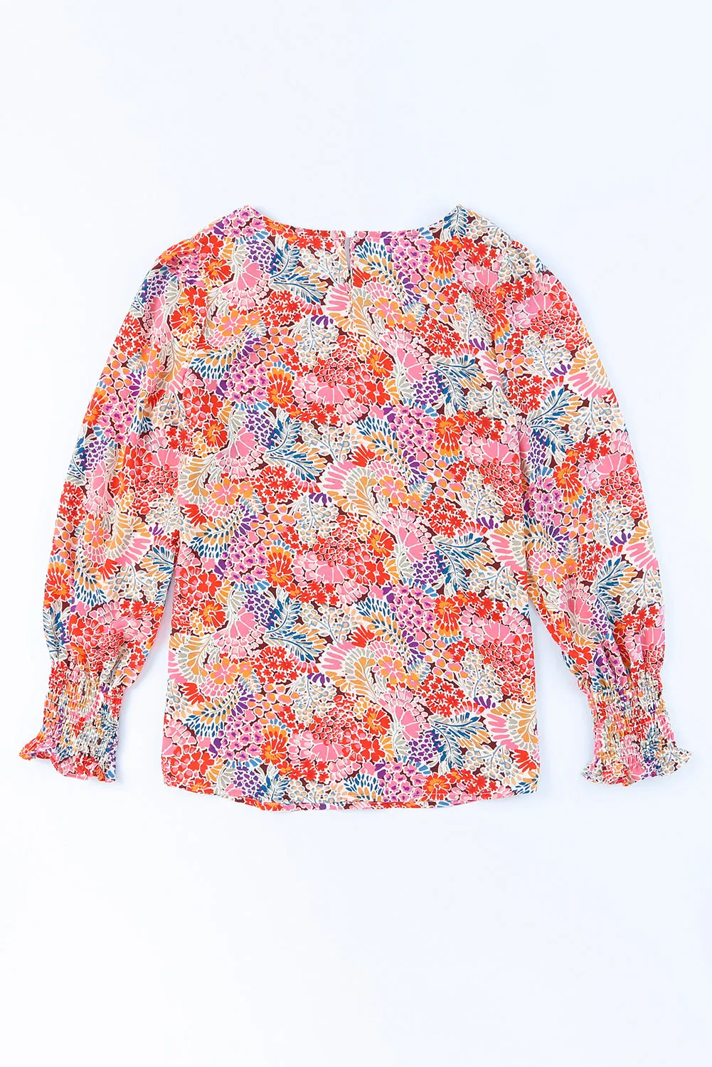 Floral Print Long Puff Sleeve Blouse