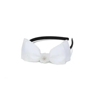 GIRLS WHITE HAIR BOW WITH ALICE BAND