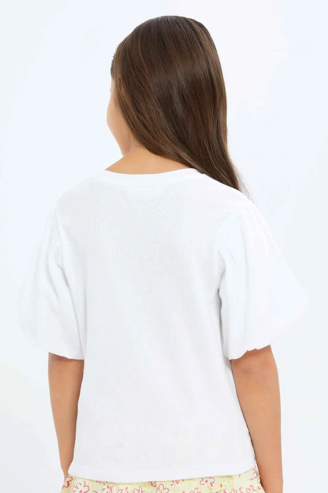 Girls White Knot Detailed Blouse