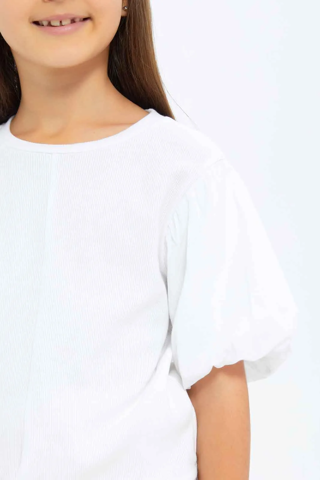 Girls White Knot Detailed Blouse