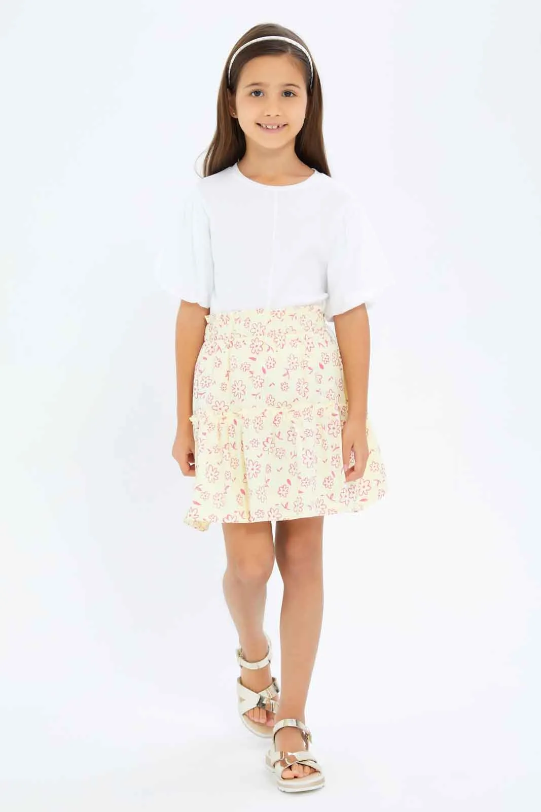 Girls White Knot Detailed Blouse