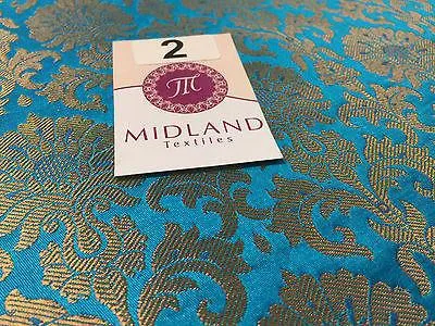 Golden Ornamental metallic print Indian faux silk banarsi Brocade fabric M244