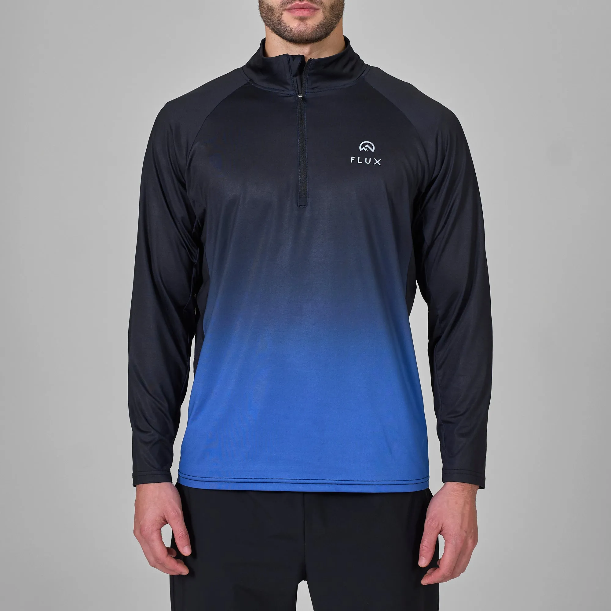 Gradient 1/4 Zip - Black/Cobalt