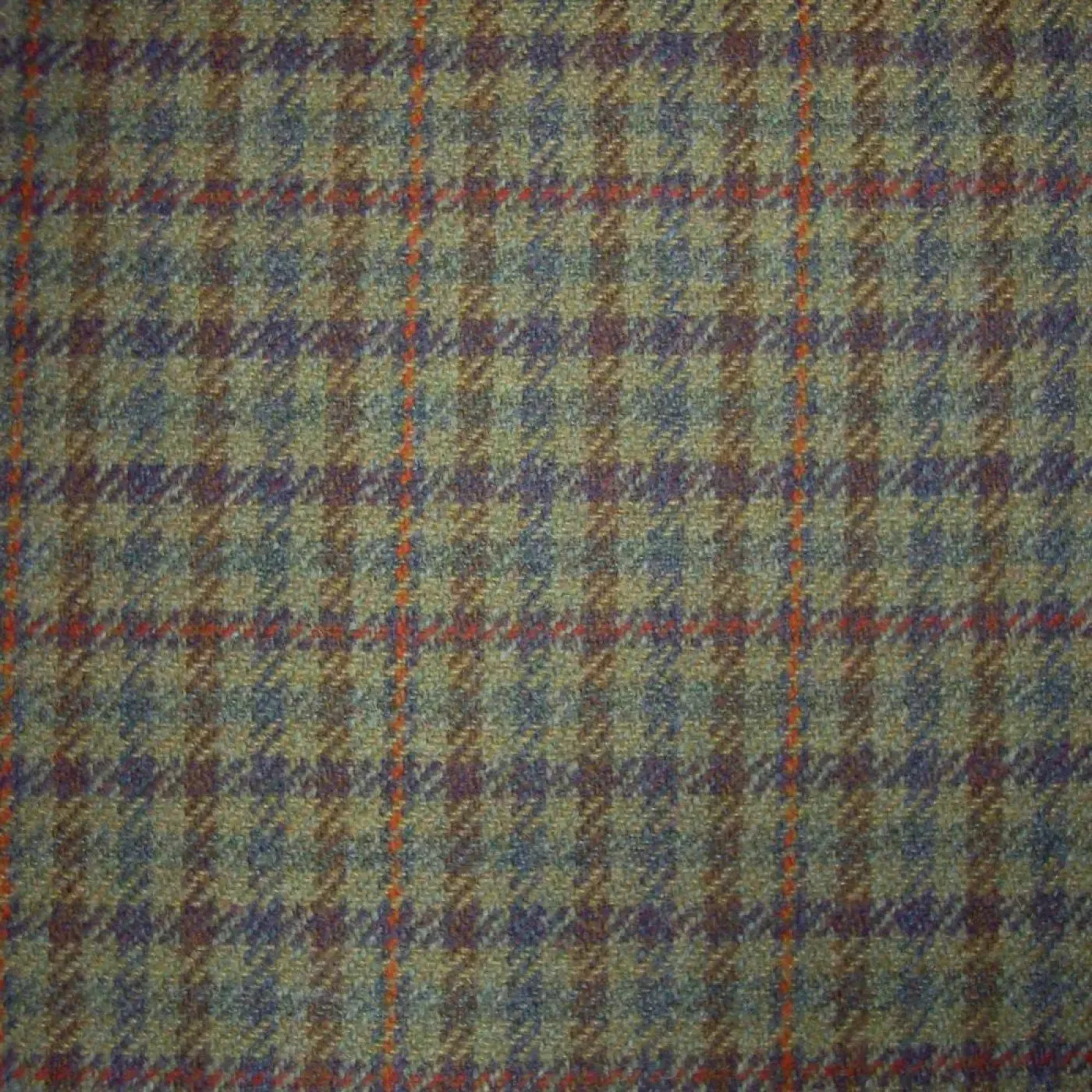 Green with Red, Orange, Green & Brown Check Tweed