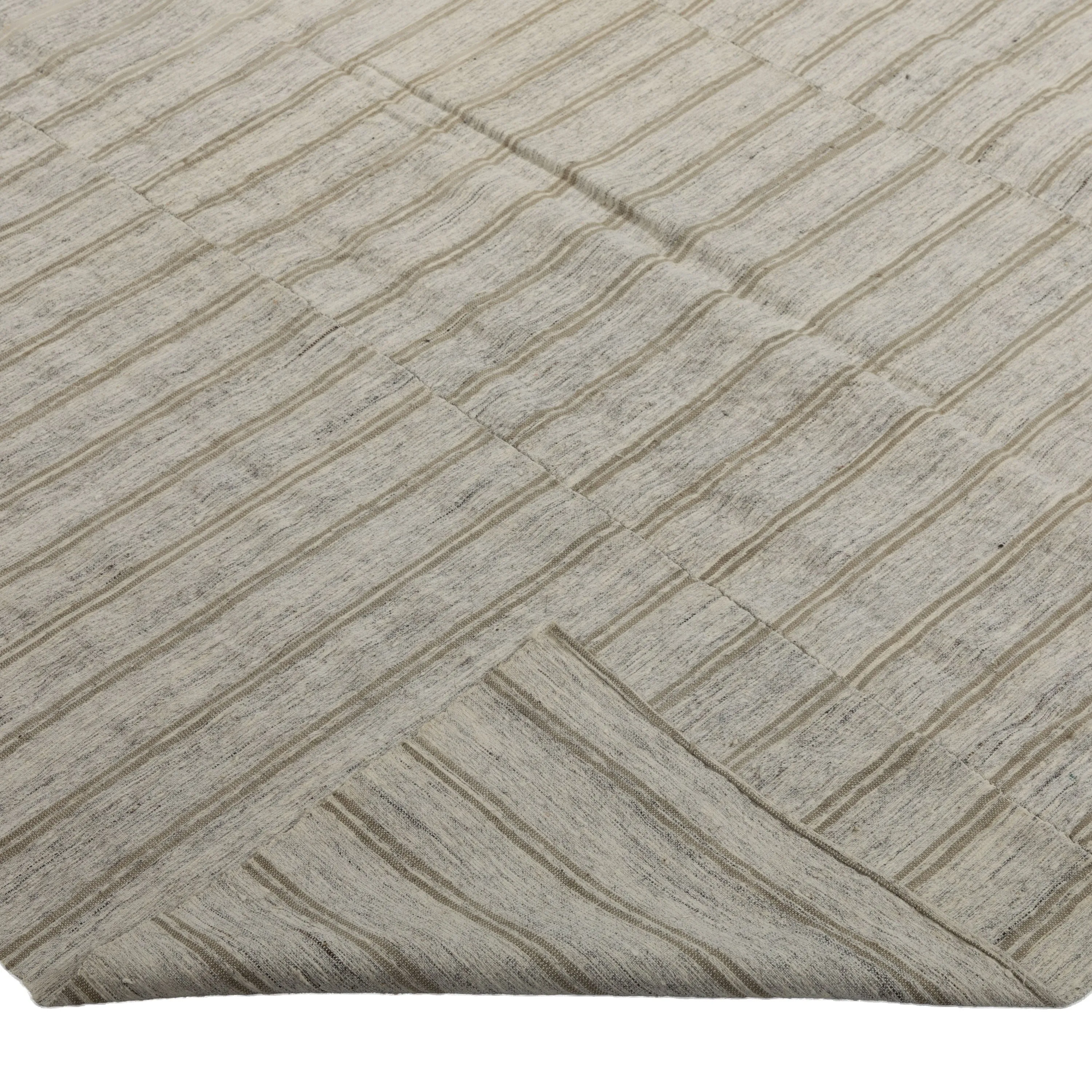 Grey Turkish Flatweave Wool Rug - 6' x 8'4"