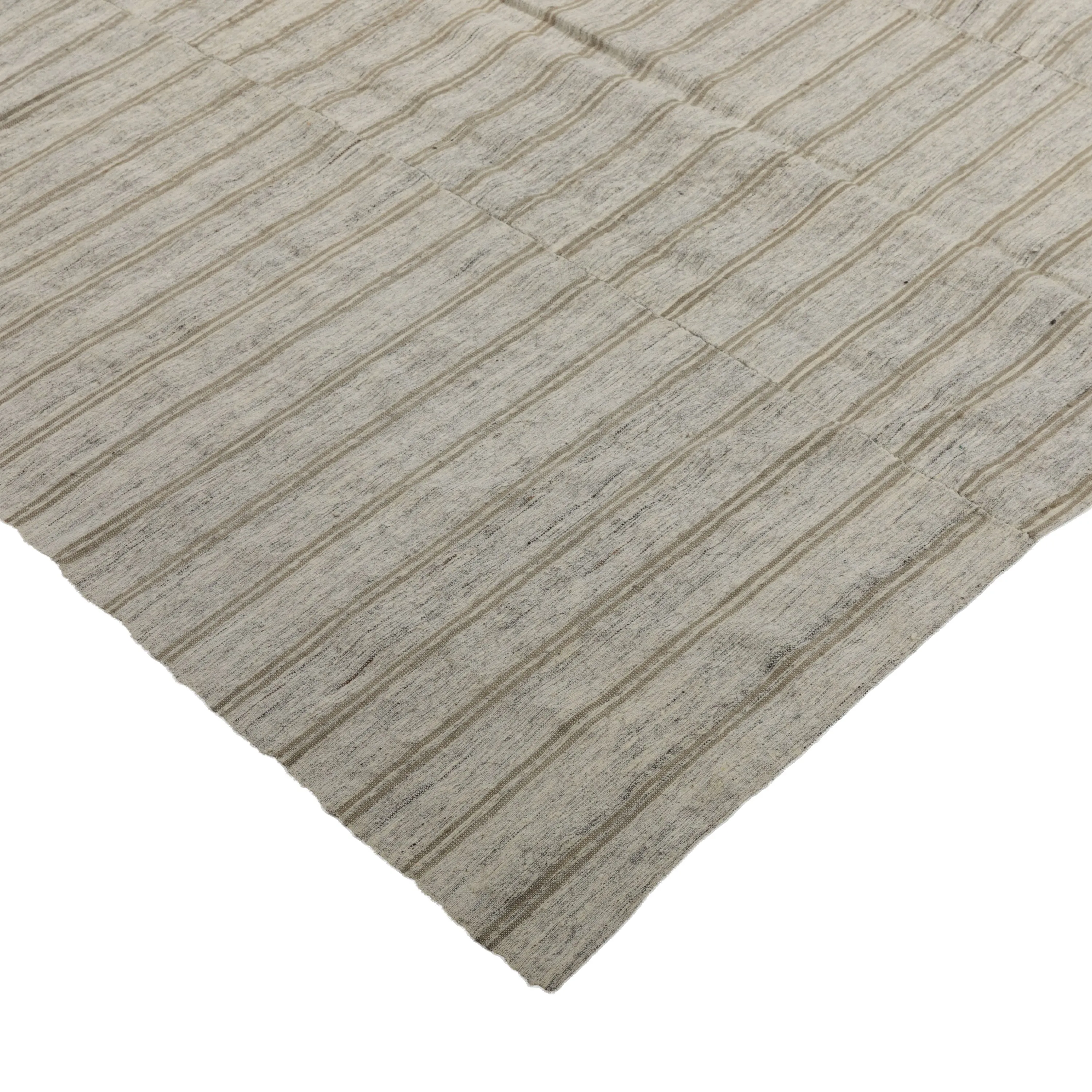 Grey Turkish Flatweave Wool Rug - 6' x 8'4"