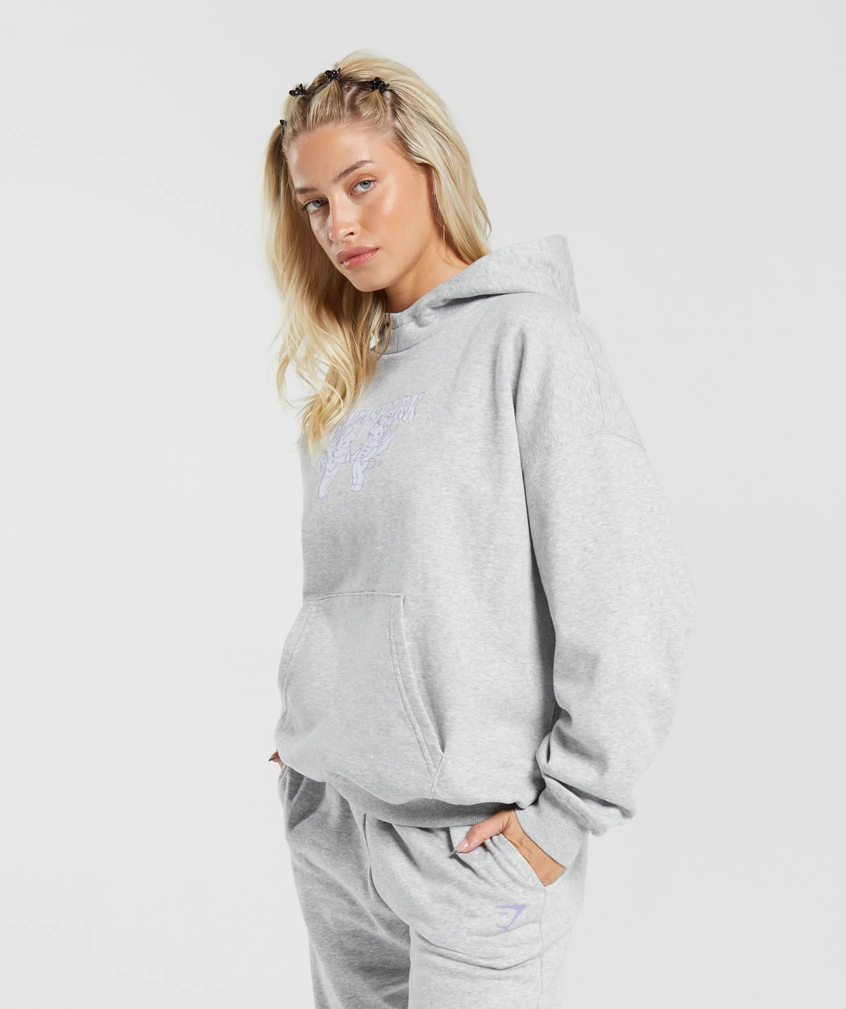 Gymshark Cherub Graphic Hoodie - Light Grey Core Marl