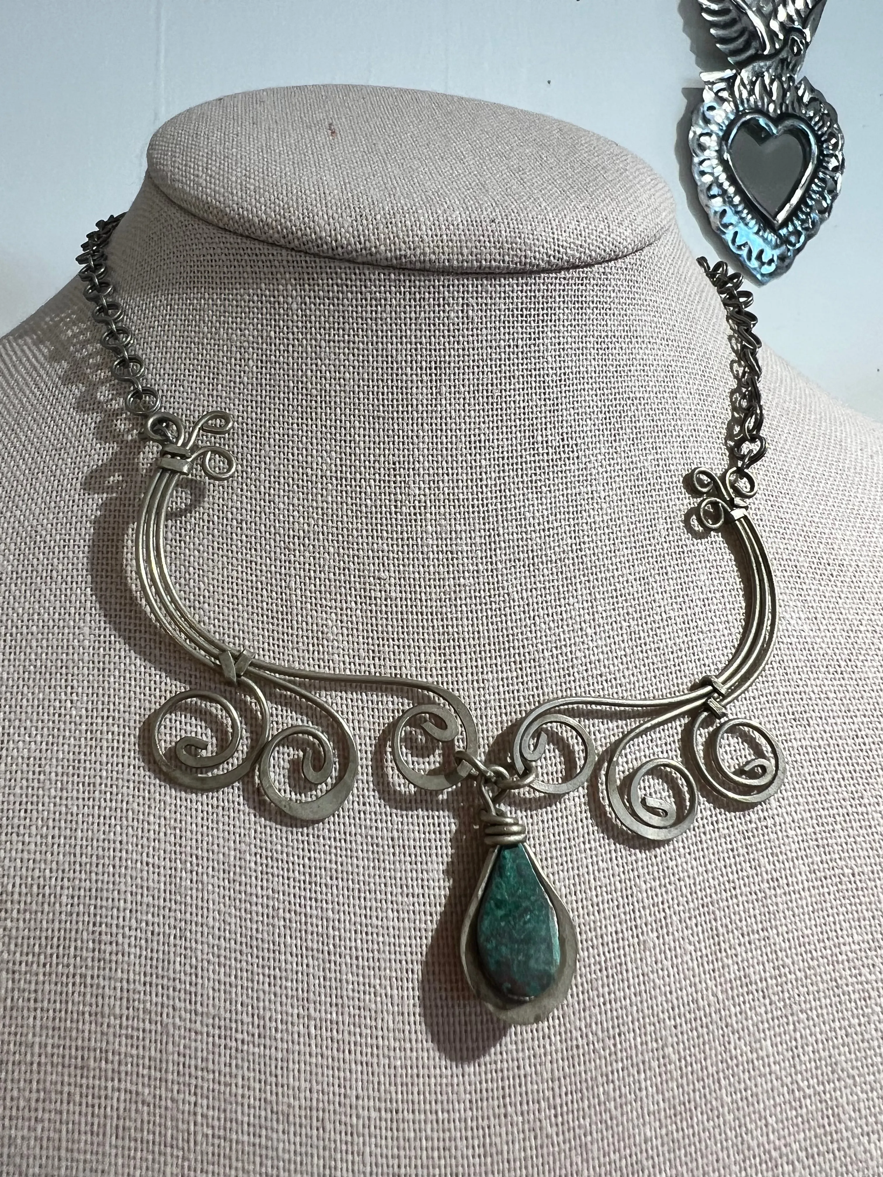 Handcrafted  Turquoise Drop Necklace