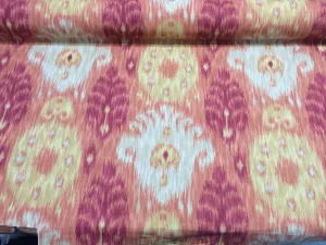 Home Accent Vibrant Ikat Red Multipurpose Cotton Fabric By the yard