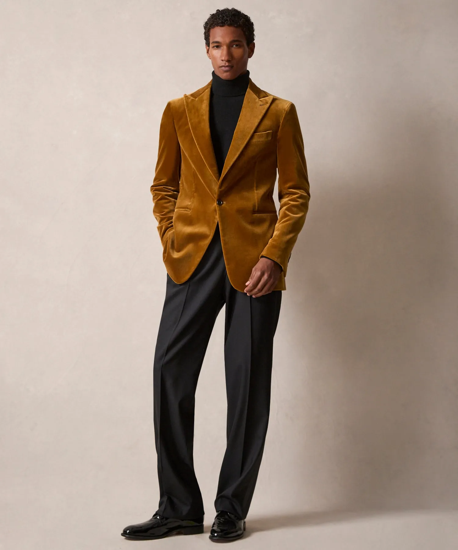 Italian Velvet Peak Lapel Dinner Jacket in Brass