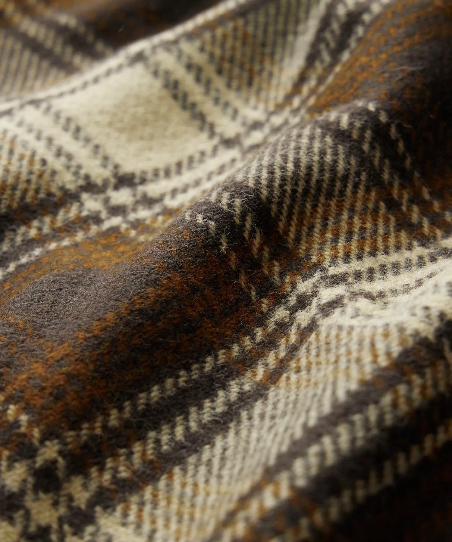 Italian Wool Walking Jacket in Brown Plaid