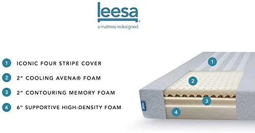 Leesa Original Foam 10" Mattress, Full Size, Cooling Foam and Memory Foam / CertiPUR-US Certified / 100-Night Trial