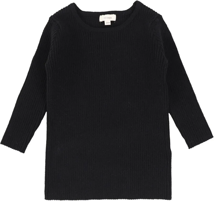 Lil Legs Black Knit Crewneck Sweater